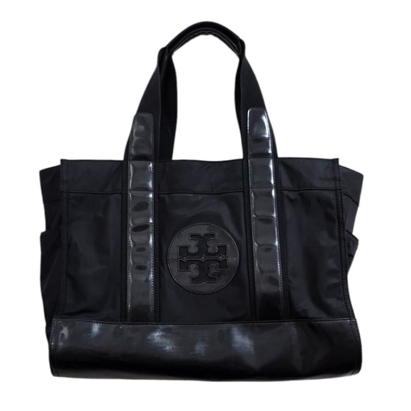 TORY BURCH Handbag/Nylon/Enamel/BLK/Black/Solid Color Black Nylon/Pate - Picture 2 of 15
